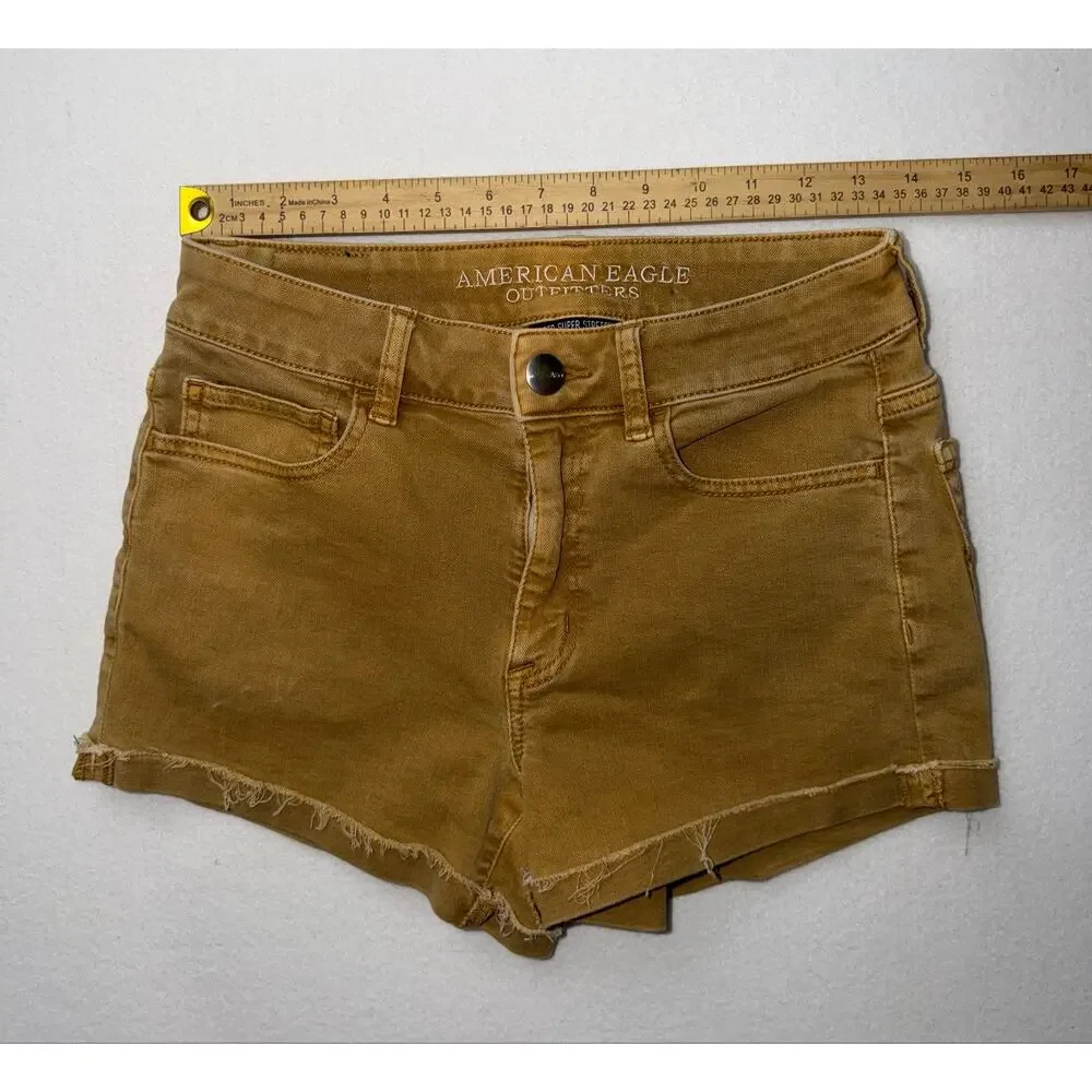 American Eagle women’s super super stretch hi rise shortie jeans shorts